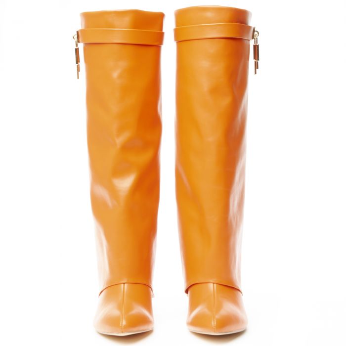 Mutto-1 Drape Knee High Boot Orange