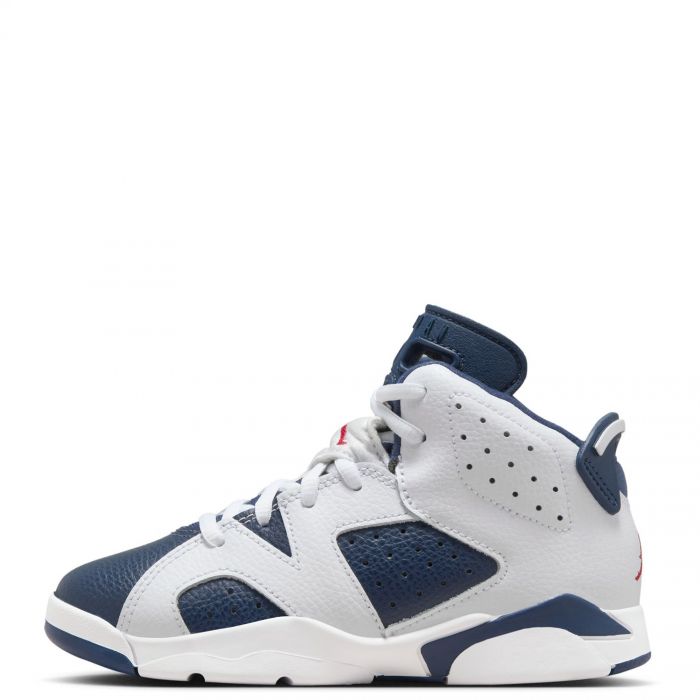 Pre-School Jordan 6 Retro White/Varsity Red-Midnight Navy