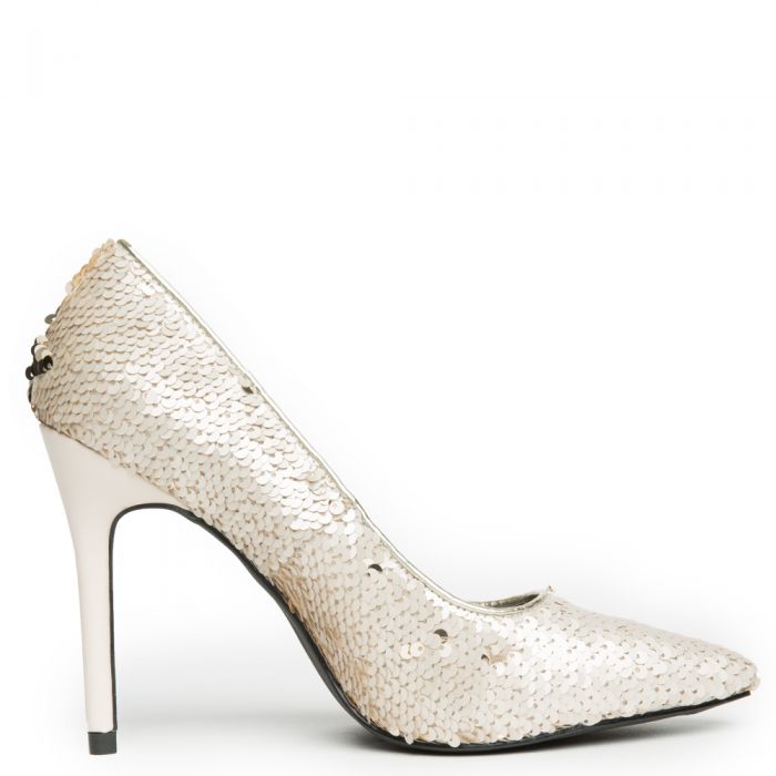 Cape Robbin Kitana-45 Women's Champagne Sequence High Heel Champagne