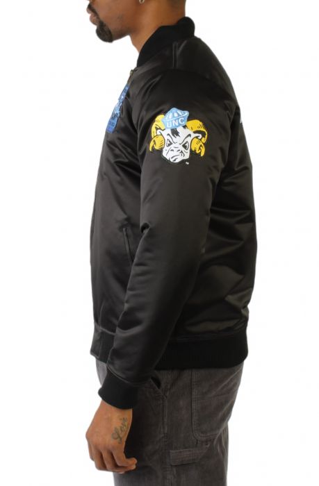 University of North Carolina Satin Bomber Jacket  Black