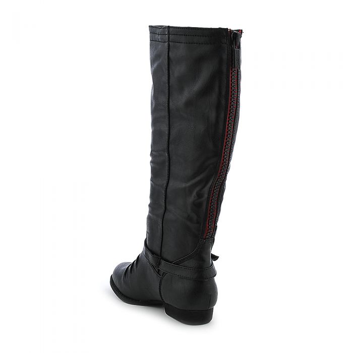Nakia-S Low-Heel Mid-Calf Boot Black/red