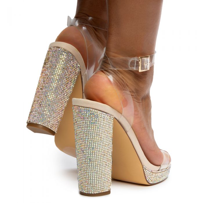 Monrovia-4 Clear Strap with Stones Nude