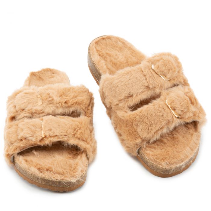 Defeat-63 Double Band Fur Slides Camouflage Fur