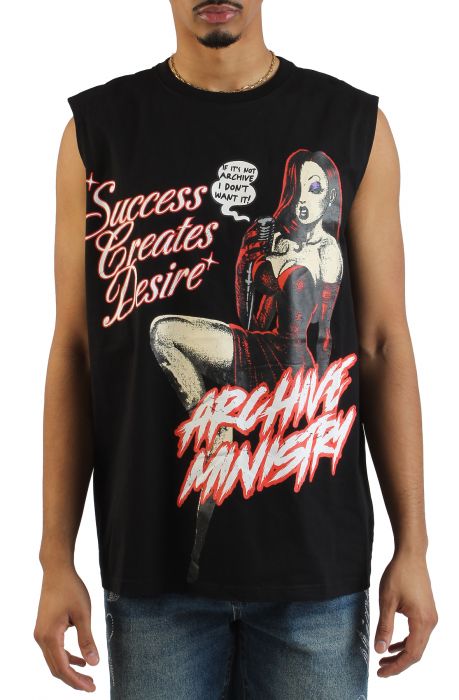 Success and Desire Cutoff T-shirt   Black