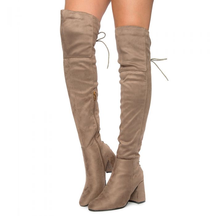 NATURE BREEZE Women's Belmont-020K Thigh High Boots BELMONT-020K/TAUPE ...