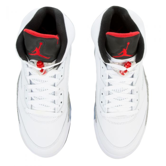 Air Jordan 5 White Cement WHITE/UNIVERSITY RED-BLACK-MATTE SILVER