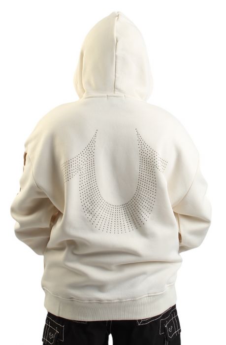 Studded Horseshoe Hoodie  Winter White