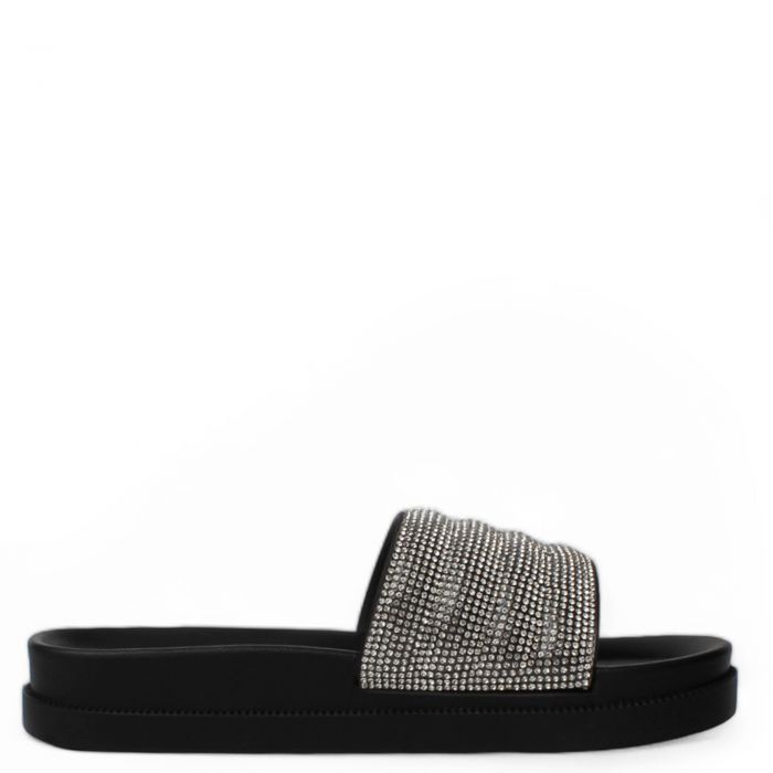 Belvana-07 Rhinestone Slide  Black