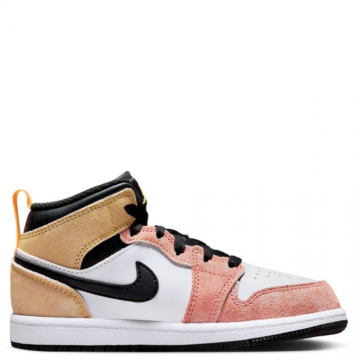 Pre-School Jordan 1 Mid Magic Ember/Sundial-White-Black