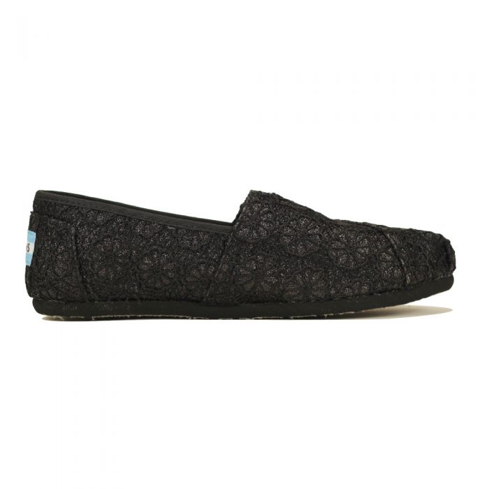 Toms for Women: Classic Black Crochet Glitter Flat Black