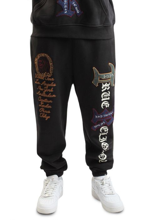 Logo Patch Embroidery Jogger  Black