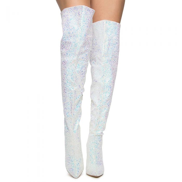 YOKI Women's Alza-92 Thigh High Boots ALZA-92/WHITE - Shiekh