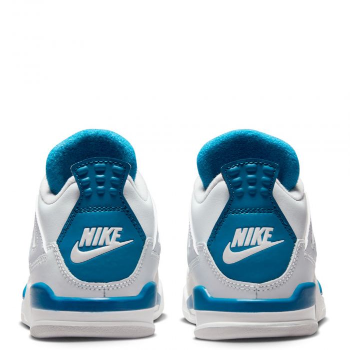 Pre-School Jordan 4 Retro Off White/Military Blue-Neutral Grey