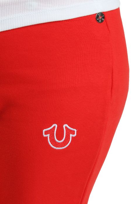 Joey Terry Embroidered Flare Sweatpants Scarlet