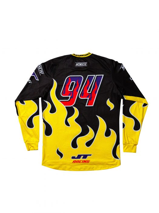 90s Yellow Flame Jersey (Yellow, Purple, Black) Black and Yellow