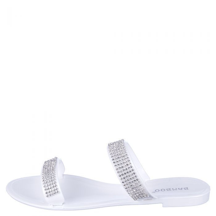 Dalia-03 Flat Jeweled Sandal White