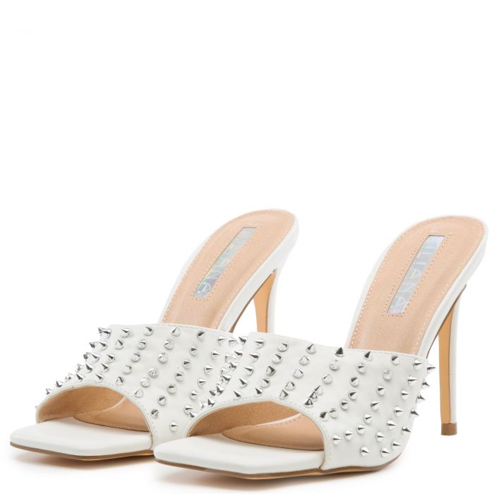 Hugo-8 Studs Stiletto High Heels White/Clear