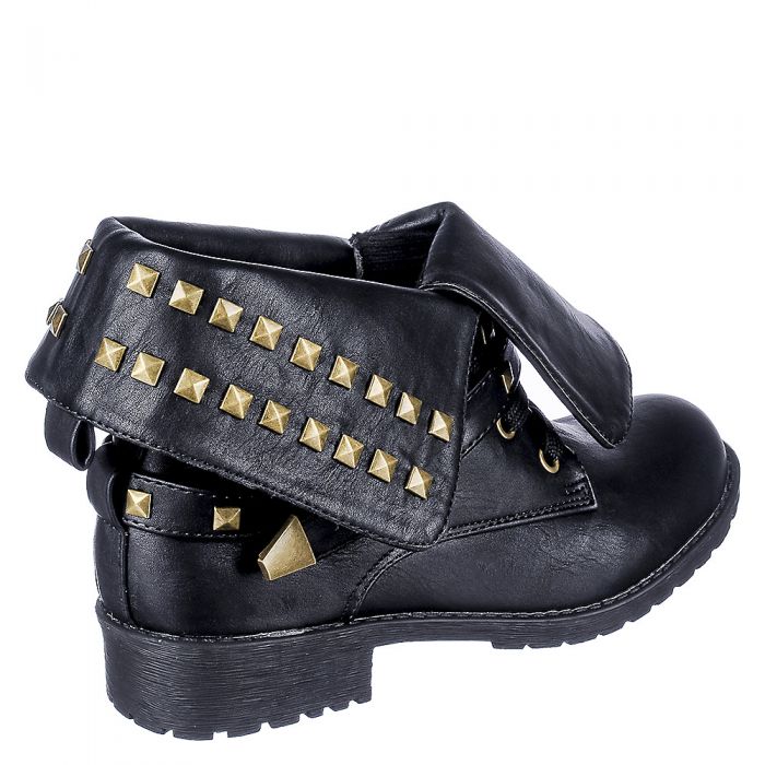 Fold Down Studded Boot Taylor-1-S Black/Gold Black/Gold