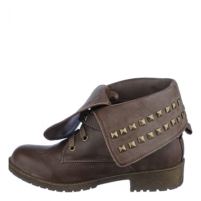 Fold Down Studded Boot Taylor-1-S Taupe Taupe