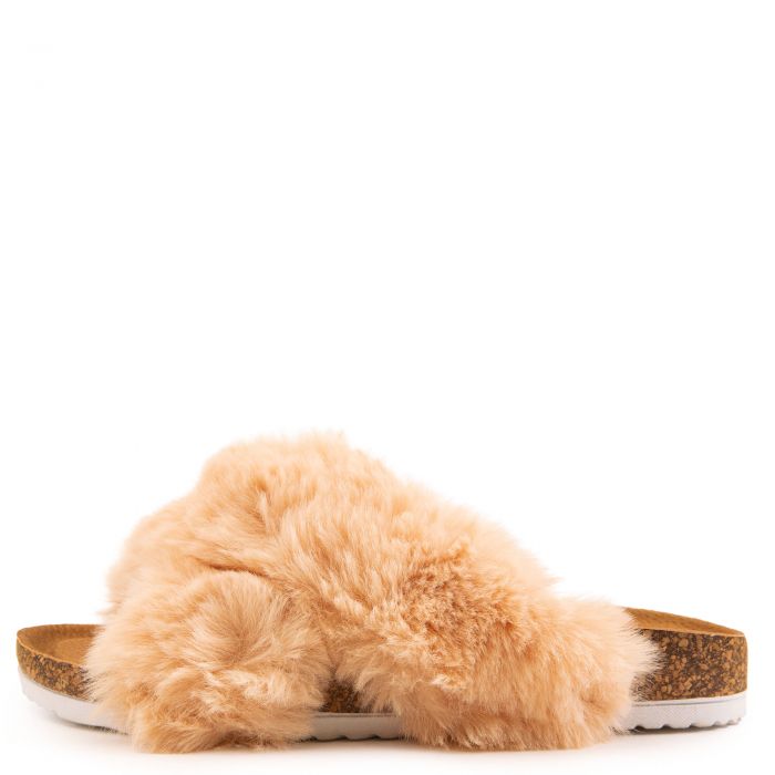CAPE ROBBIN Chillon Flat Fur Sandals CHILLON-SHI-NUD - Shiekh