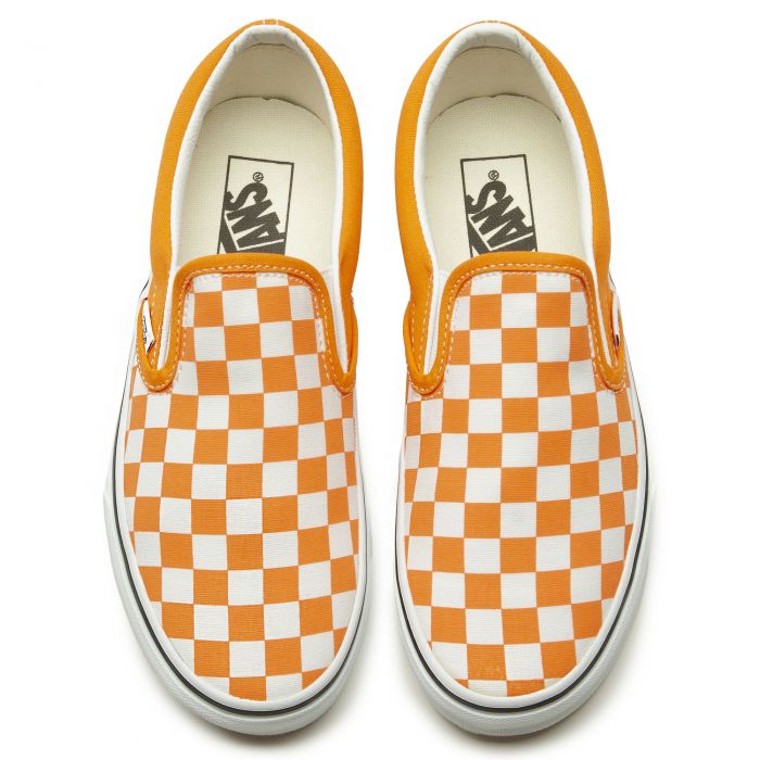 (GS) Checkerboard Classic Slip-On Orange Tiger/True White