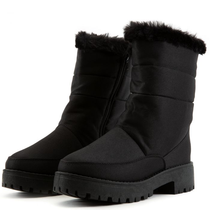 Wildone-33 Puffer Mid Boots Black Faux Suede