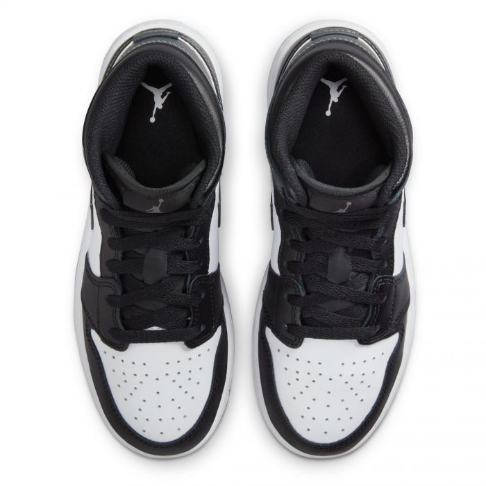 Grade School Air Jordan 1 Mid Black/Iron Grey-White