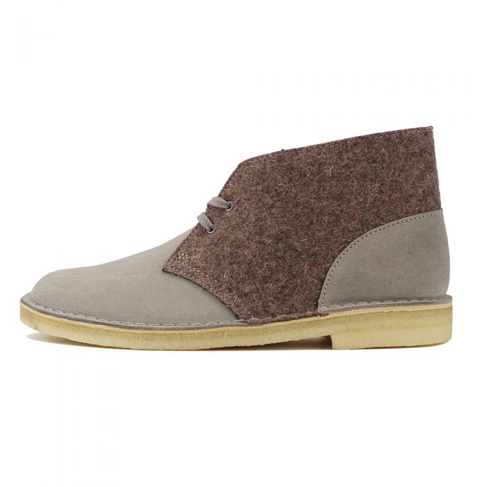 Clarks for Men: Desert Boot Grey Felt Grey
