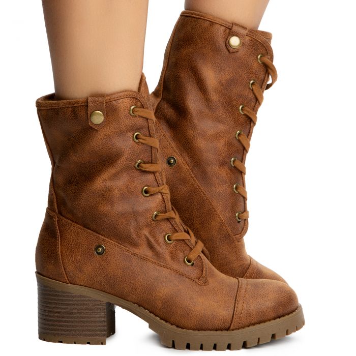 Chief-14 Cuff Down Boots Chestnut Two Tone Suede