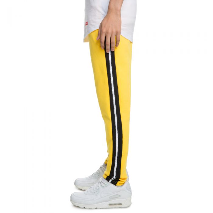 black yellow track pants