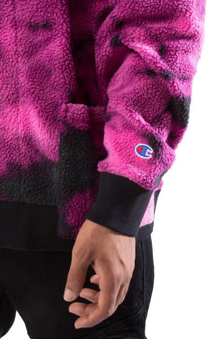 Sherpa Zip Cardigan Galaxy Dye Fantastic Fuchsia