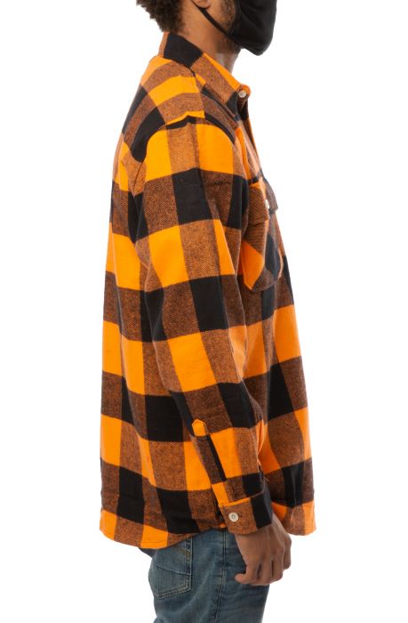 Heavyweight Plaid Flannel Shirt Orange