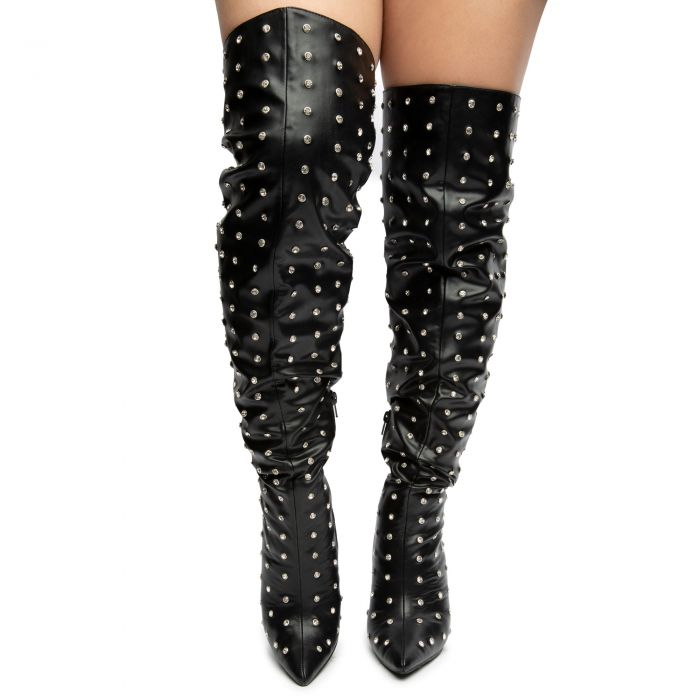 rhinestone thigh boots