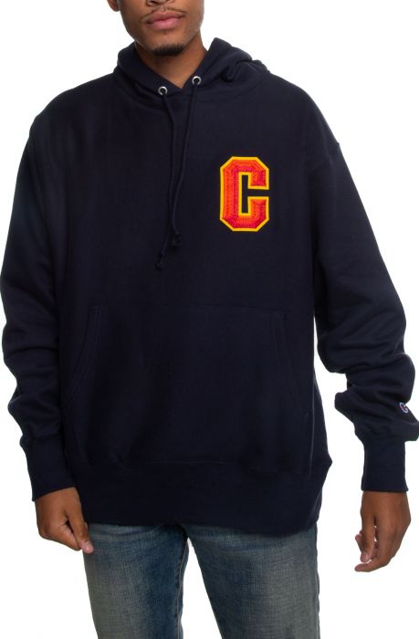 Reverse Weave Pull Over Hoodie Navy
