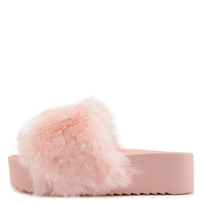 Morgan-02 Platform Fur Slides Pink