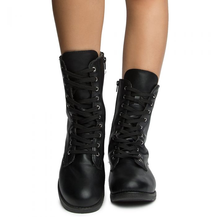 BAMBOO Fireball Combat Boots JPM FIREBALL-06S BLKBNH - Shiekh