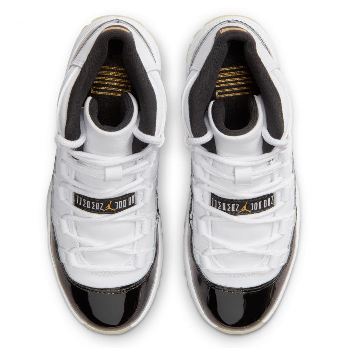 Pre-School Jordan 11 Retro  White/Metallic Gold-Black