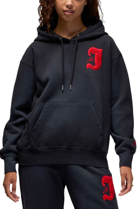 Flight Fleece Women's Satin-Lined Pullover Hoodie Black/Red