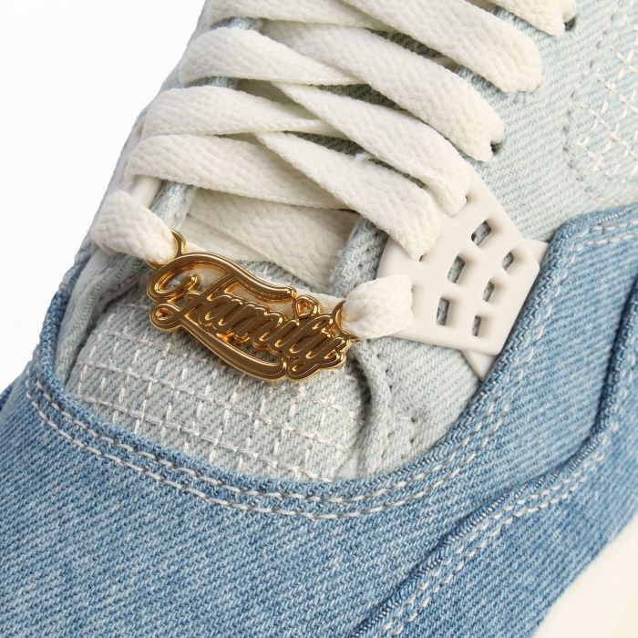 Women's Air Jordan 4 Retro Sail/Sail-Gum Light, Brown-Worn Blue