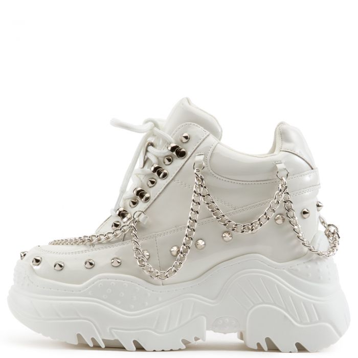 Space Candy Platform Sneakers with Studs White
