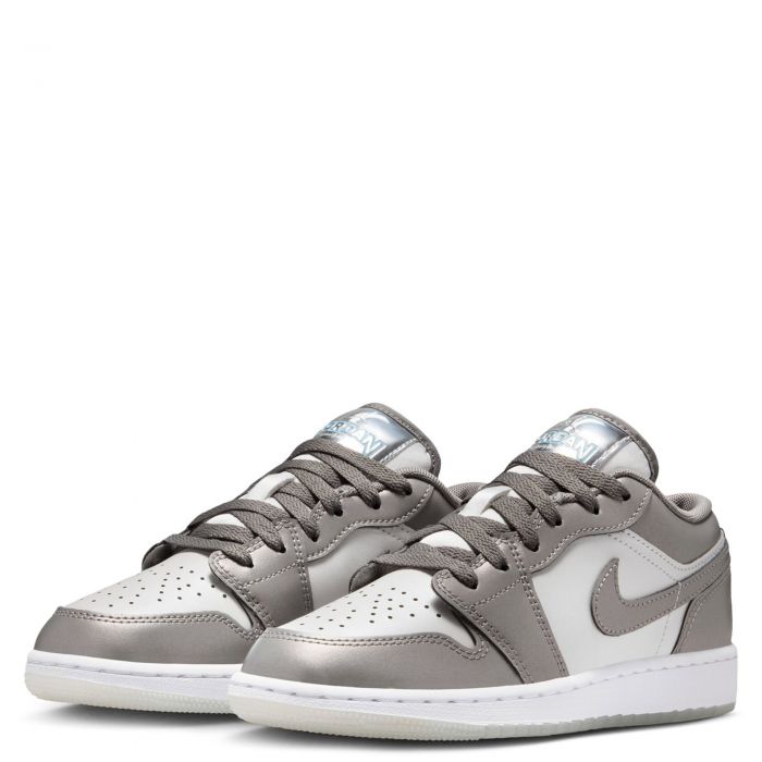 Grade-School Air Jordan 1 Low SE Flat Pewter/Blue Chill-Photon Dust-White