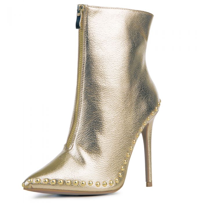 LEGEND Giselle Gold Heeled Booties GISELLE-04/GOLD MET PU - Shiekh