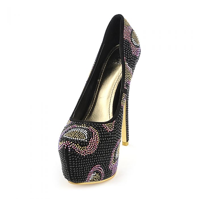 082 Platform Heel Black/Purple/Gold