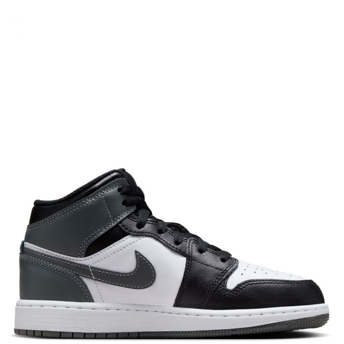Grade School Air Jordan 1 Mid Black/Iron Grey-White