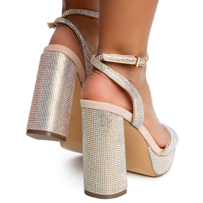 Electro-1 Rhinestone Platform Heel Nude