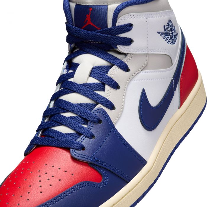 Air Jordan 1 Mid White/Deep Royal Blue-University Red