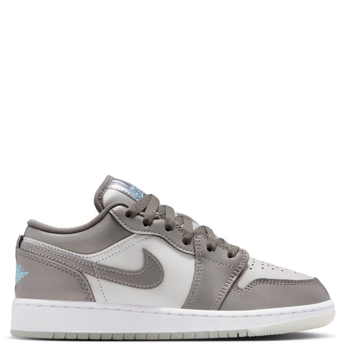 Grade-School Air Jordan 1 Low SE Flat Pewter/Blue Chill-Photon Dust-White