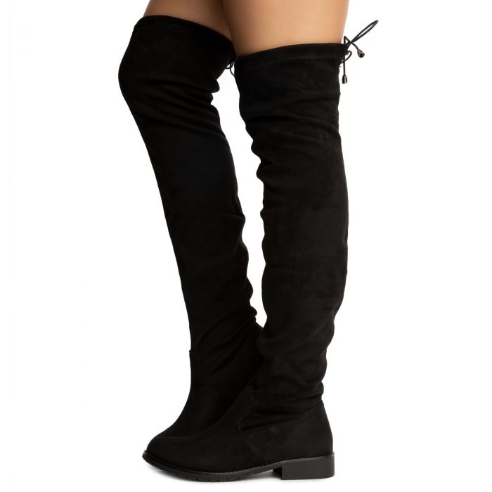 Dominate-B22 Over The Knee Boots Black Suede
