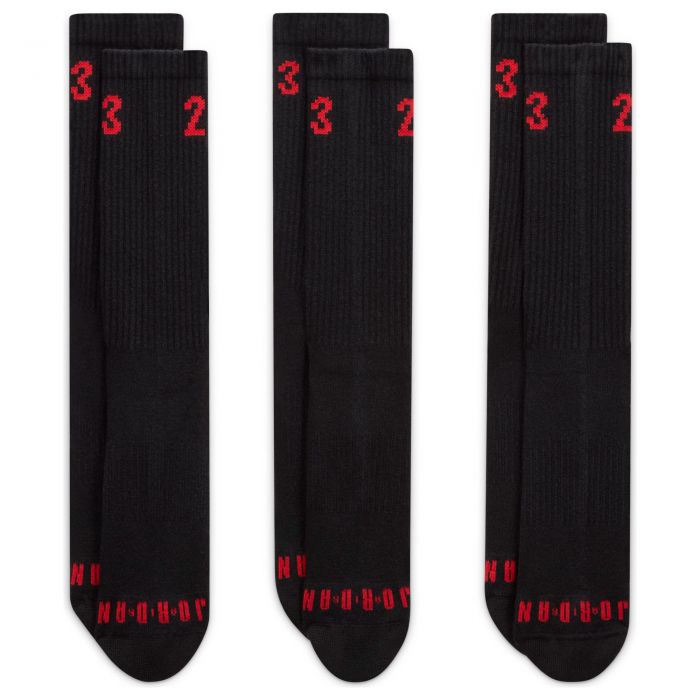 Essentials Crew Socks (3 Pairs) Black/University Red