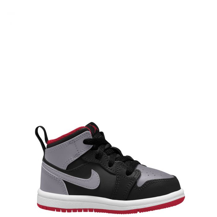Toddler Jordan 1 Mid Black/Cement Grey-Fire Red-White